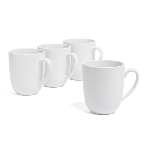over&back Coupe Stoneware Coffee Mugs - 4-Piece Mug Set - Enjoy the Perfect Cup of Coffee, Tea, Latte, and More - Semi-Matte White - 15 Oz | Amazon (US)