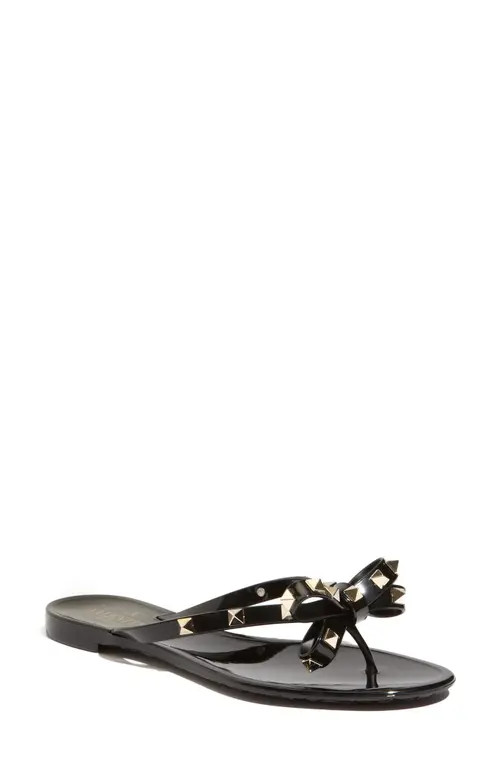 Valentino Garavani Rockstud Jelly Thong in Black at Nordstrom, Size 8Us | Nordstrom