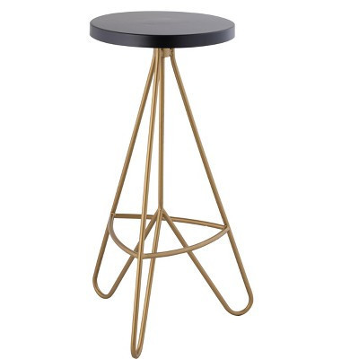 JONATHAN Y Trinity 30" Modern Industiral Iron Tripod Backless Bar Stool, Black Seat with Gold Frame | Target