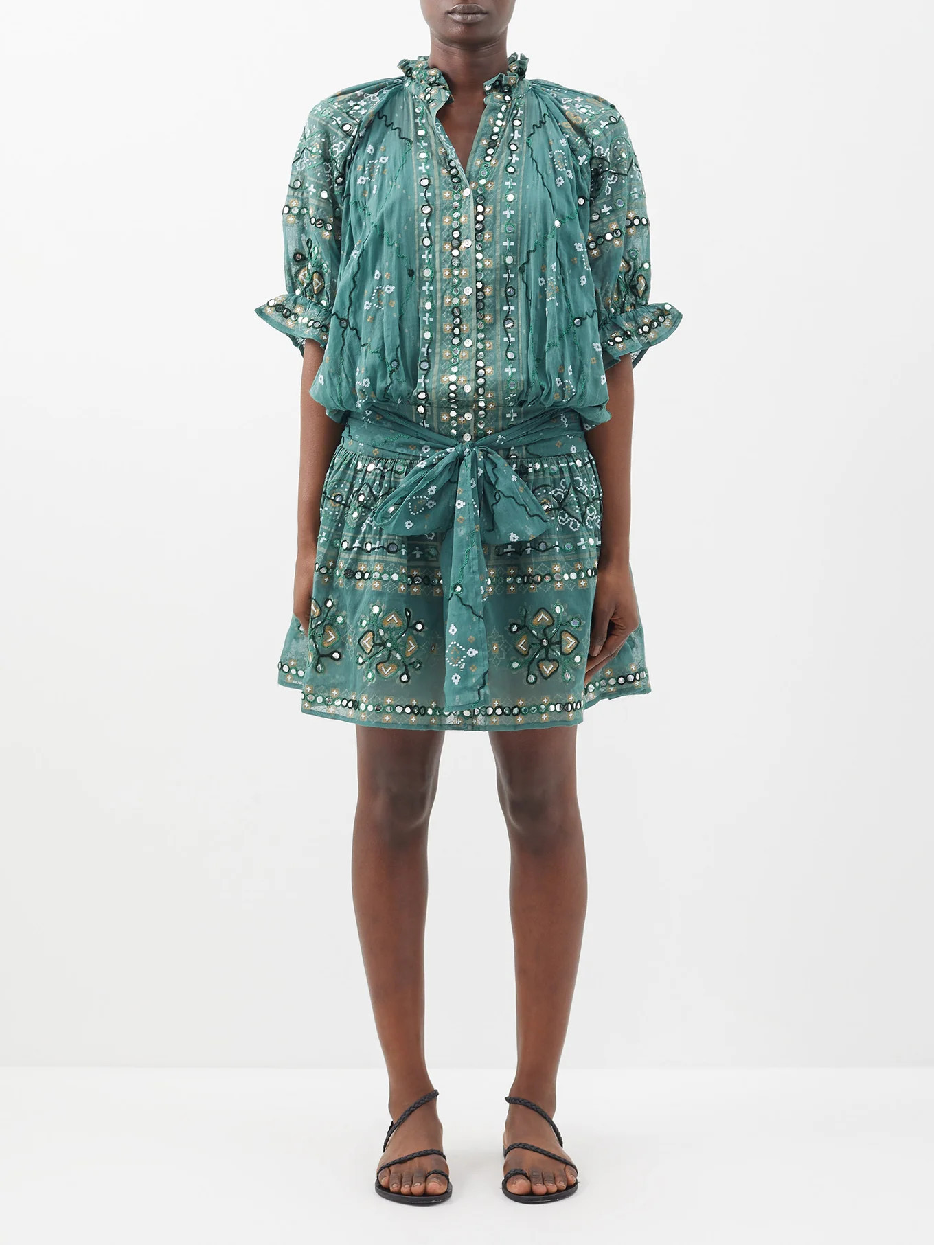 Mirrored mosaic-print cotton mini shirt dress | Matches (US)