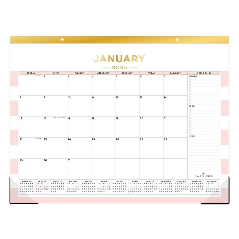 2023 Monthly Desk Pad Calendar 22"x17" Rugby Stripe Blush - Day Designer | Target