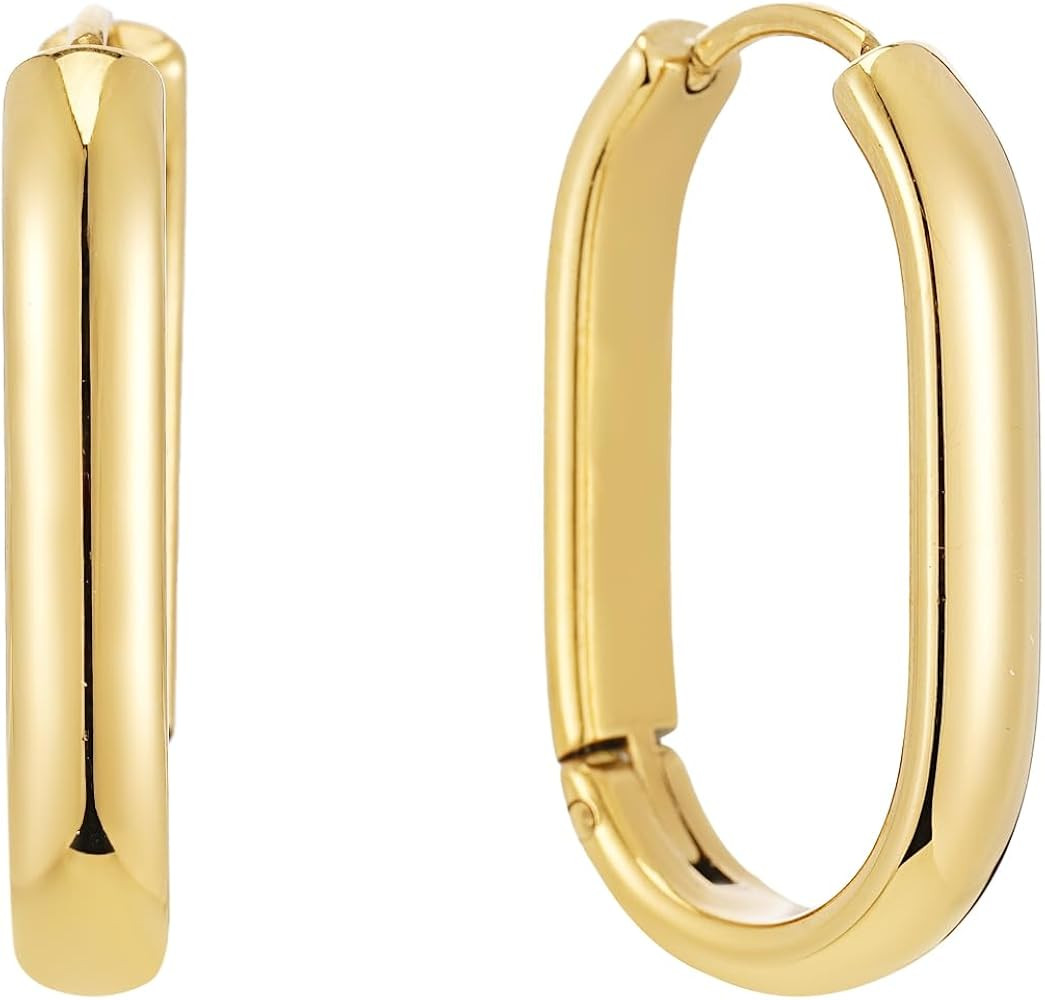 Sylph 18K Gold Plated Paperclip Earrings For Women Trendy Chain Link Earrings Gold Statement Hoop... | Amazon (US)