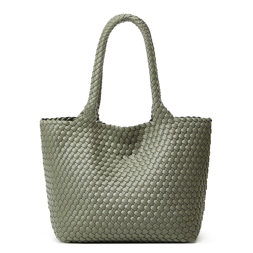 Woven Tote Bag Womens Purse: Vegan Leather Shoulder Handbags - Fashion Summer Beach Tote Bags - L... | Amazon (US)