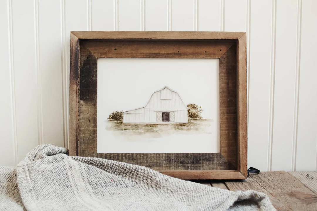 White Barn Print - Barn, White, Watercolor Print, Watercolor Barn, Modern Farmhouse Decor, Waterc... | Etsy (US)