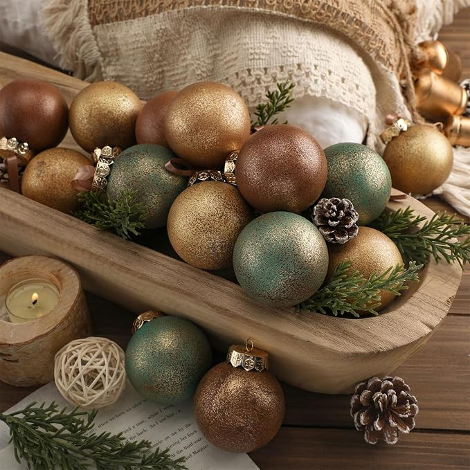 24 Pcs Neutral Textured Christmas Ball Ornaments 2.36'' Vintage Christmas Tree Decor Rustic Distr... | Amazon (US)