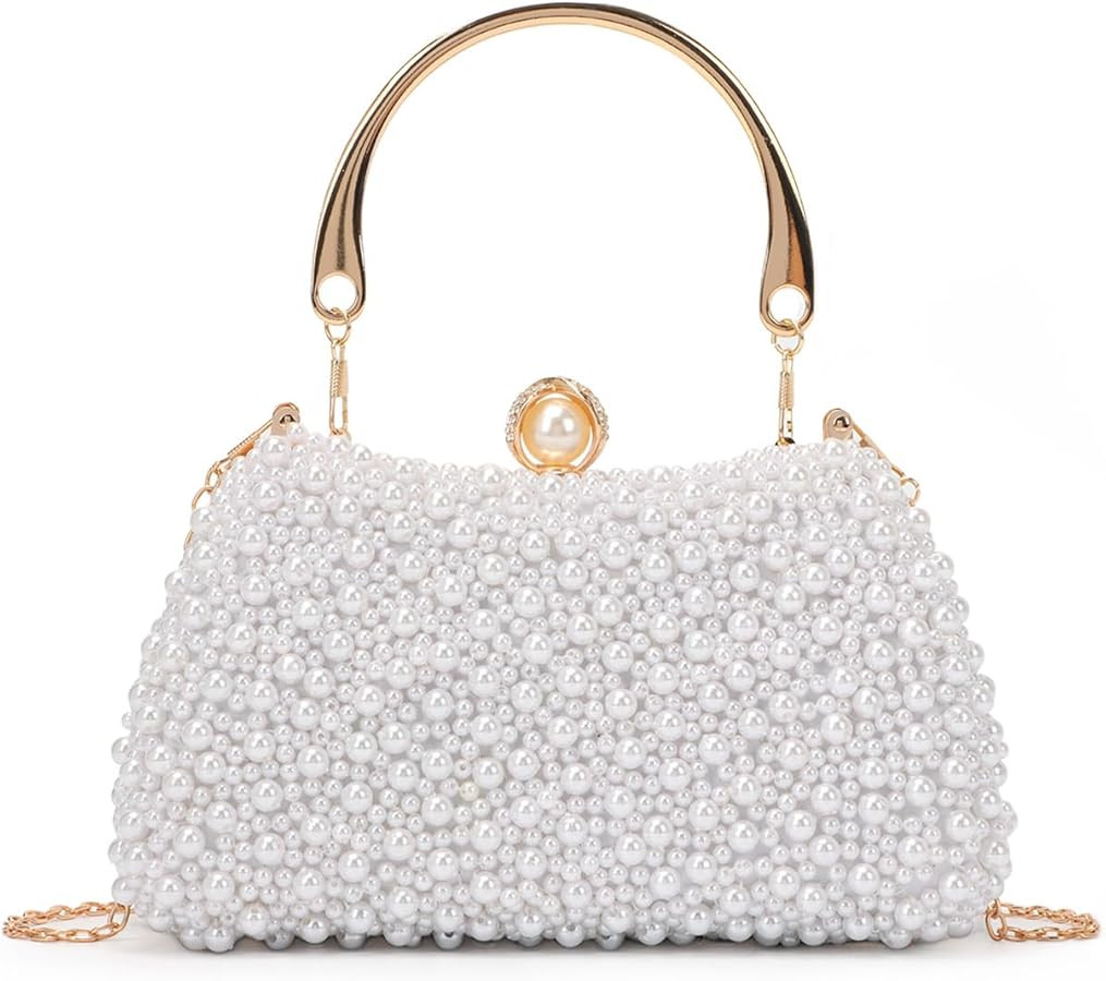 Lanpet Women Pearl Evening Handbags Noble Crystal Beaded Clutch Purse for Wedding Bridal Parites ... | Amazon (US)