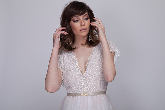 Bohemian lace wedding dress,open back wedding dress, simple wedding dress, sleeves wedding dress, tu | Etsy (US)