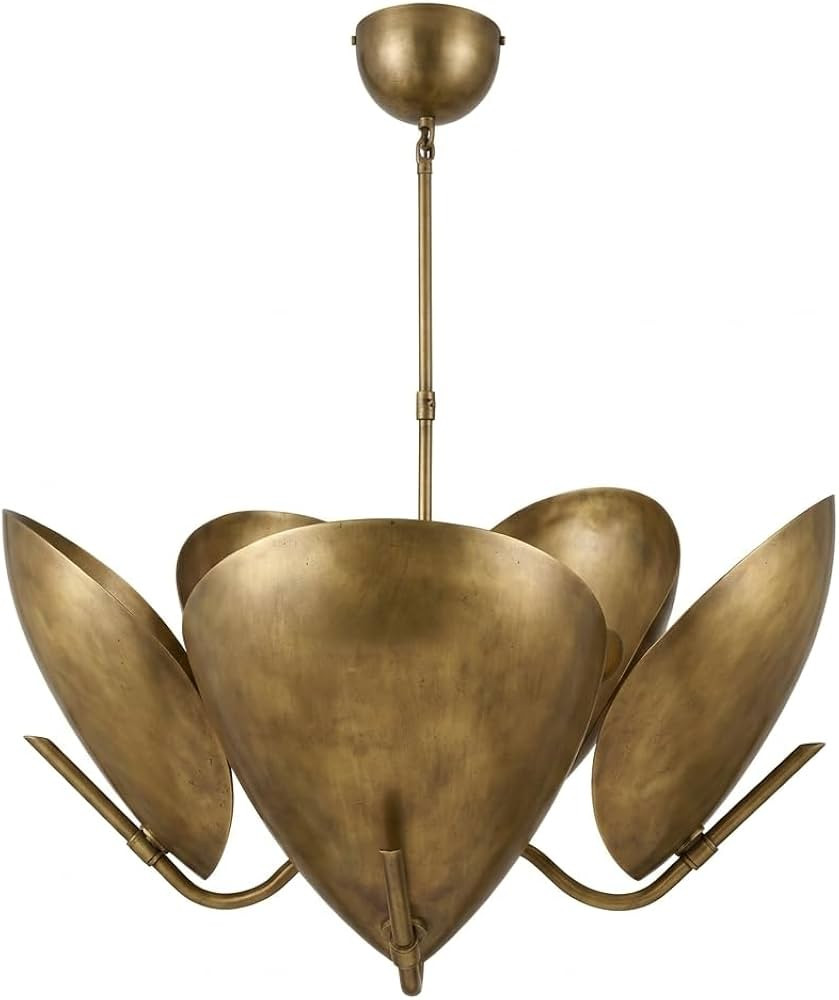 Modern Brass Chandelier Light Fixture, 5-Light Mid Century Ceiling Pendant, Antique Gold Finish, ... | Amazon (US)