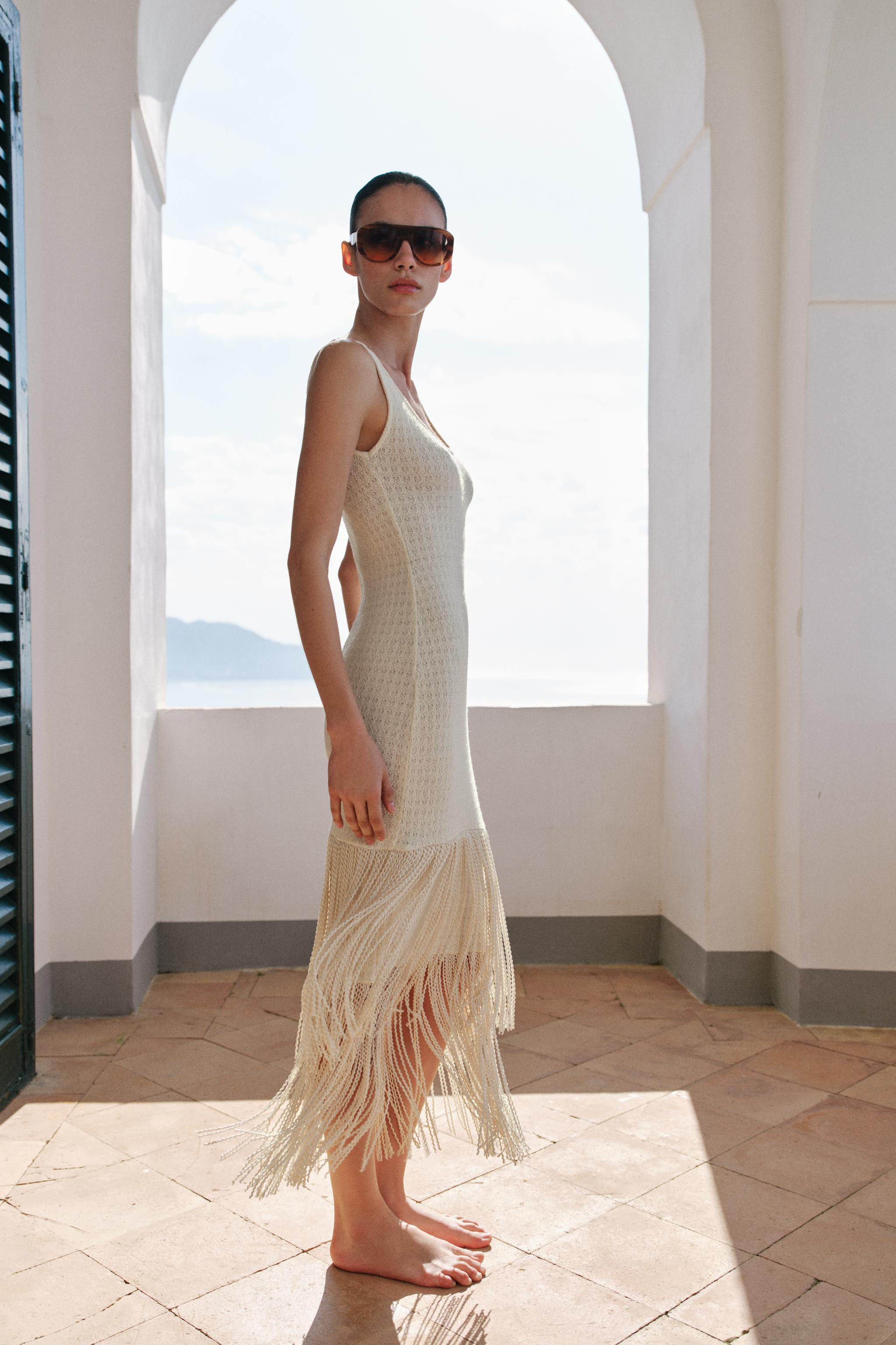 TEXTURED FRINGED DRESS | Zara US