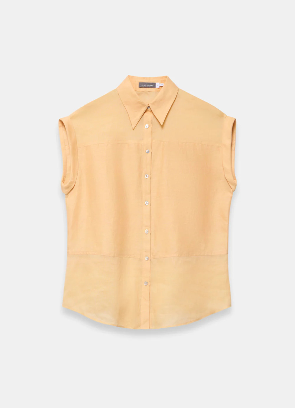 Yellow Linen Blend Sheer Panel Shirt | Mint Velvet - US