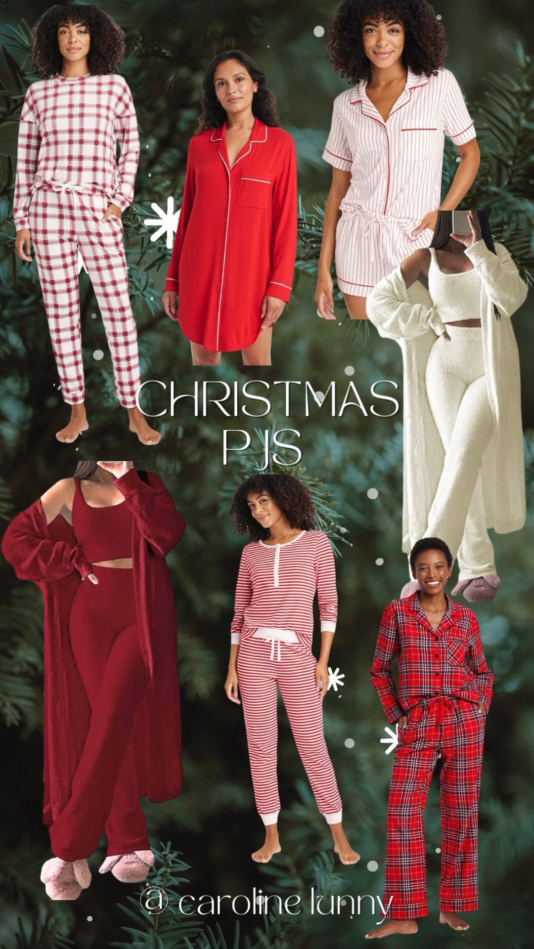 don’t feel like you always have to have perfectly matching christmas pajamas! It’s kind of like when bridesmaids dresses arent identical, but flow together seamlessly. The same thing goes for christmas pjs! Feel free to grab your family styles and colors that work for them, but are all in a cohesive color pallet so that your christmas morning pictures still pass the vibe check. and dont be afraid to mix textures and patterns… think silks, stripes, fuzzy chenille, pj pants, pajama shorts, nighties for some, and onesies for others ♥️🎄🎅🏻

#LTKGiftGuide #LTKHoliday #LTKSaleAlert