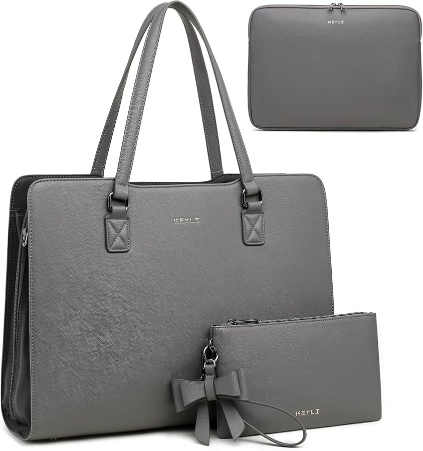 Keyli 4pc Sets Laptop Bag for Women Large Leather Laptop Briefcase with USB Charging Port Compute... | Amazon (US)