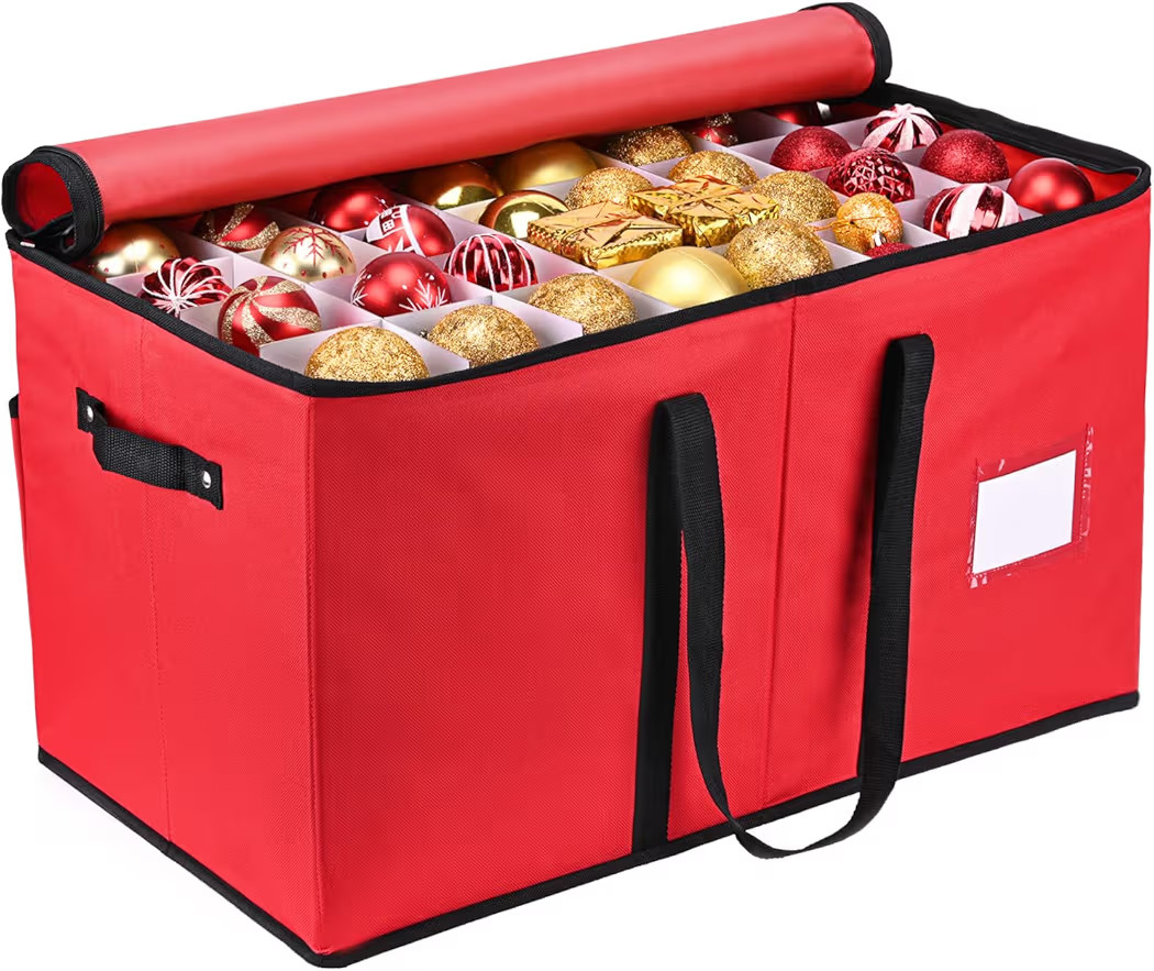 Mrrihand Christmas Ornament Storage Box, Xmas Decoration Organizer with Adjustable Dividers - Sto... | Amazon (US)