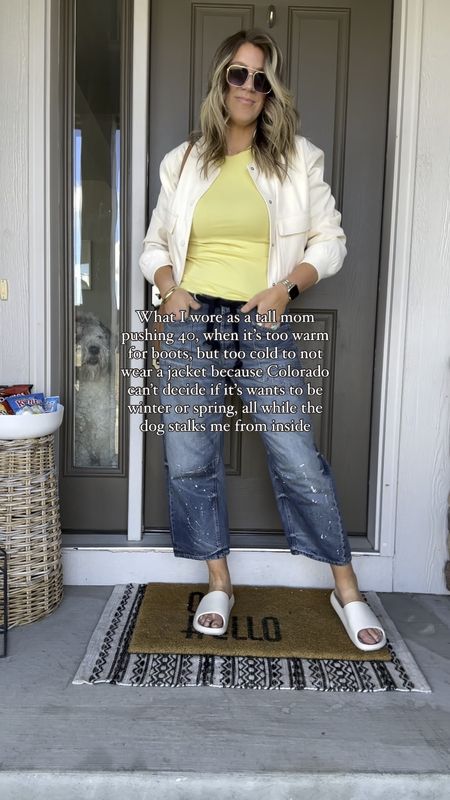 What I wore… spring outfit

Tank - large, lots of colors!
Jacket - large
Jeans - back in stock and now in new colors! sized down (29)
Sandals - sized down (10) run big 
Dog not included 

#LTKVideo #LTKstyletip #LTKmidsize