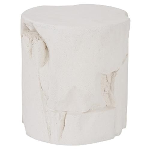 Phillips Collection Slice Coastal Beach Off-White Resin Round Outdoor Stool | Kathy Kuo Home