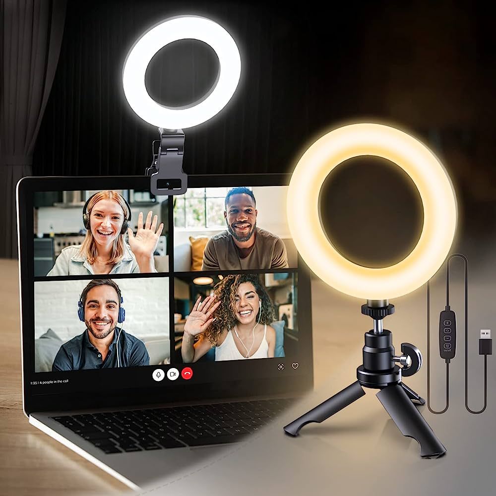 Ring Light for Computer Video Conference Lighting - Laptop Ring Light with Clip and Tripod for Zo... | Amazon (US)
