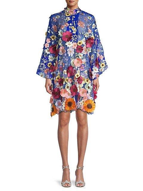 Floral Applique Caftan Minidress | Saks Fifth Avenue