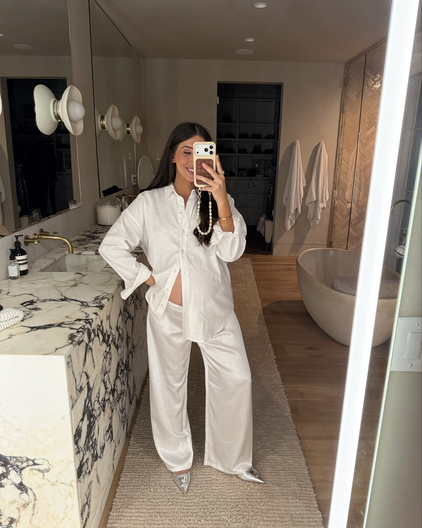 Santa outfit 🤍

Top & bottom: large 

winter white, winter outfit idea, white button down, white outfit idea, bump friendly, Nashville, mom of 3, Dede Raad, Dress up buttercup 

#LTKCyberWeek #LTKHoliday #LTKBump