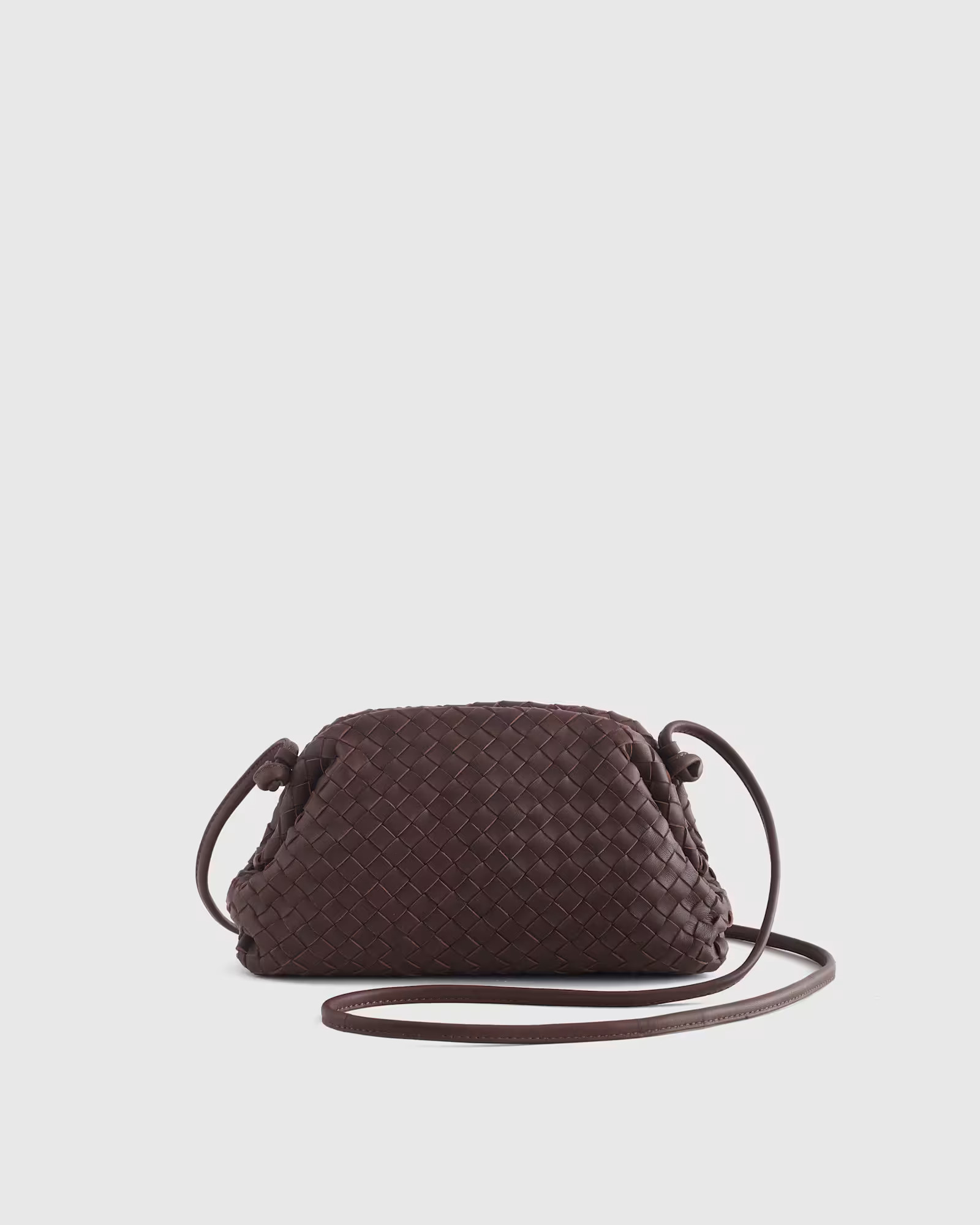 Italian Leather Handwoven Pouch Crossbody Clutch in Dark Brown | Quince