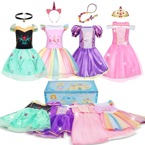 Dulsaera Princess Dress Up for Girls 4-6, Dress Up Clothes for Little Girls 3t-4t, Costumes with Crown Christmas Birthday Gift | Amazon (US)
