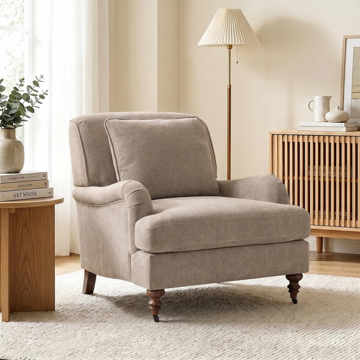 English Classic Roll Upholstered Wood Accent Chair for Living Room | Wayfair North America