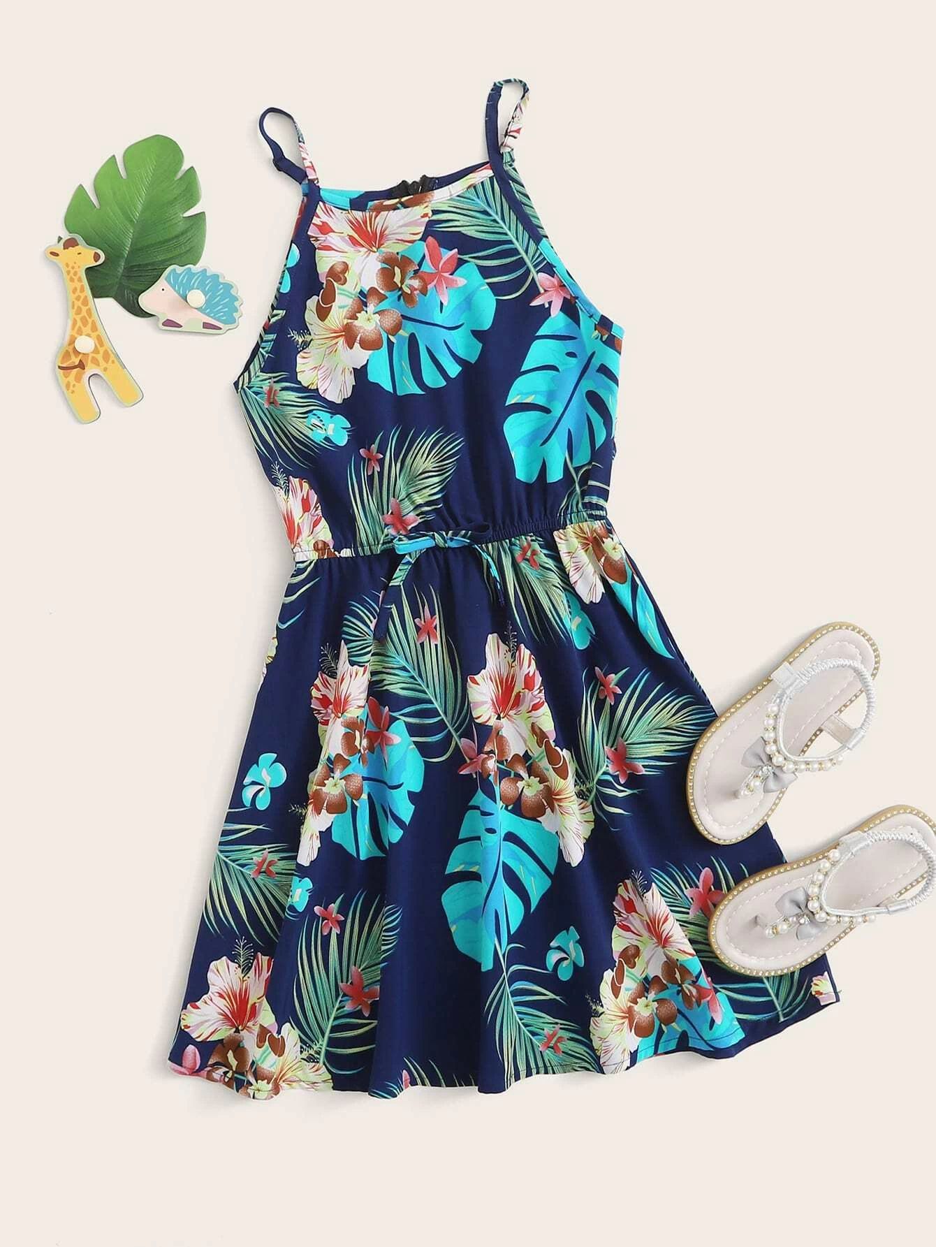 SHEIN Girls Tropical Print Cami Dress | SHEIN