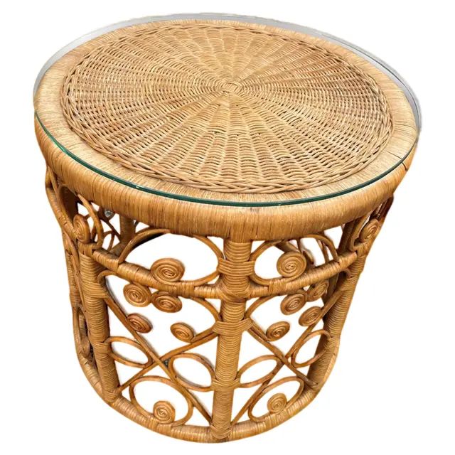 Vintage French Rattan Table, 1970s | Chairish