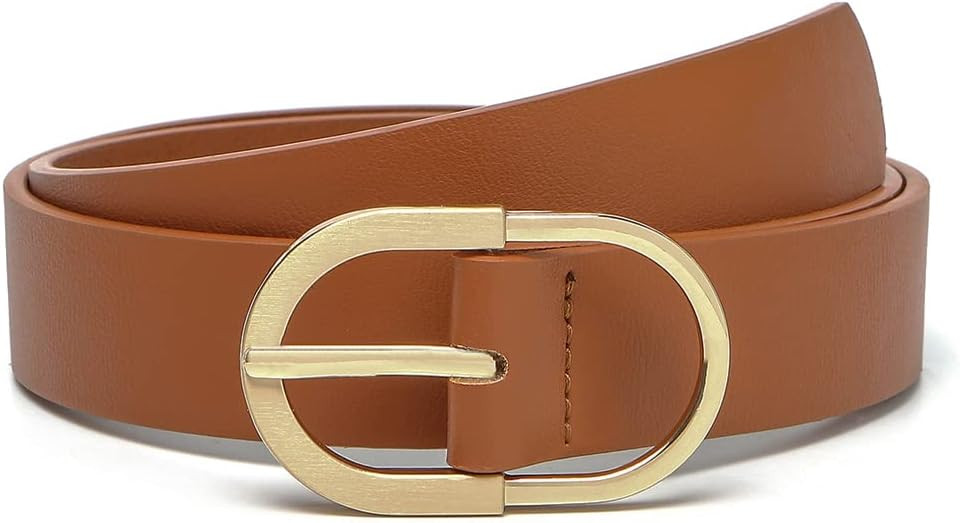 Earnda Womens Belts for Jeans Faux Leather Strap Brown Medium | Amazon (US)