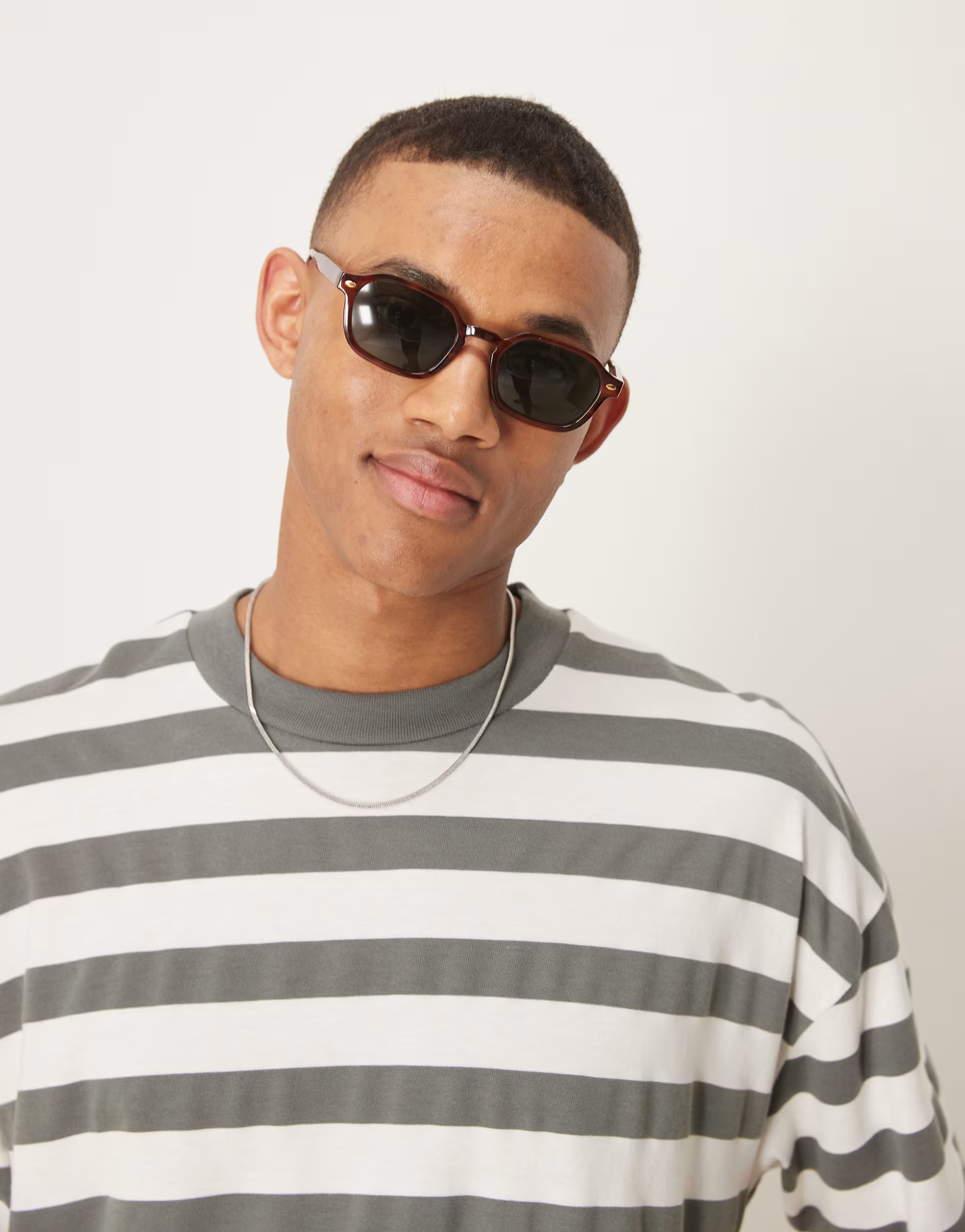 ASOS DESIGN mini rectangle sunglasses with tortoiseshell frame and green smoke lens | ASOS | ASOS (Global)
