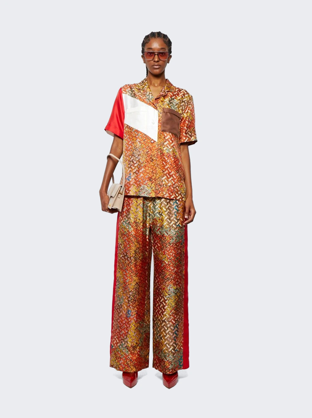 Printed Flowy Pants With Elastic Orange | The Webster