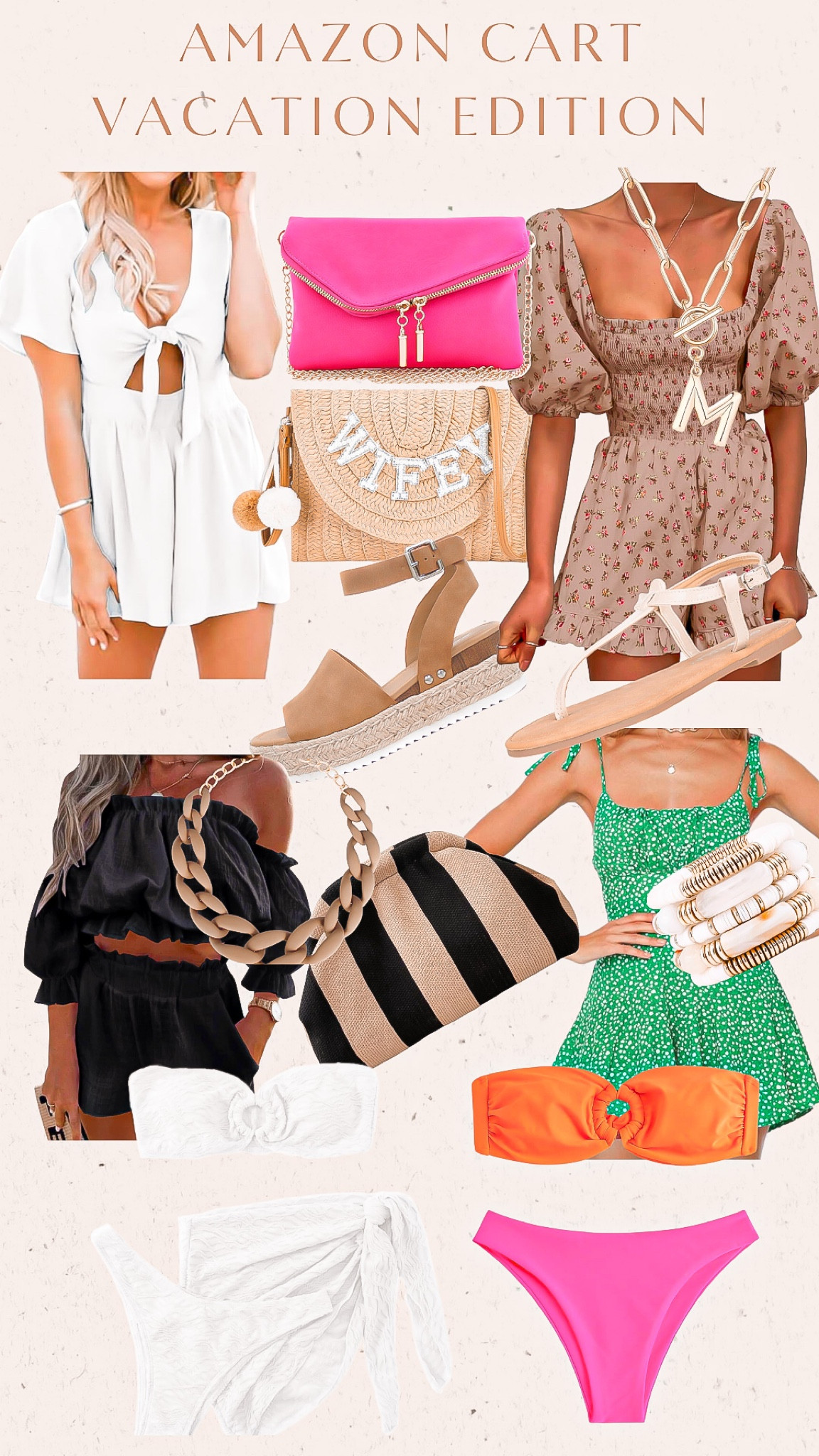 Amazon finds - vacation edition 

Heading somewhere tropical ? Take a look at these affordable finds and make your packing more fun and easy 💕💚

I love black and white for a chic look but add pops of color for a fun flare 💜

Amazon , Amazon fashion, vacation looks , Amazon must have , seasonal finds , gift guide , black and white outfit , white romper, bride to be, bachelorette outfit , rattan bag, pink purse , crossbody bag , neutral romper,  black two piece set , handbag , clutch bag, jewelry, sandals , wedge heels , green romper , bikinis , bathing suit , swimsuit 

#LTKtravel #LTKstyletip #LTKfindsunder50