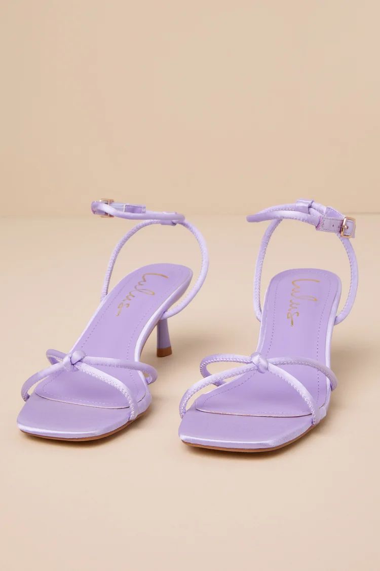 Hewett Lilac Satin Ankle Strap Low Heel Sandals | Lulus