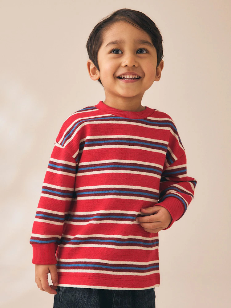 Red/White Textured Long Sleeve Stripe T-Shirt (3mths-7yrs) | Next US