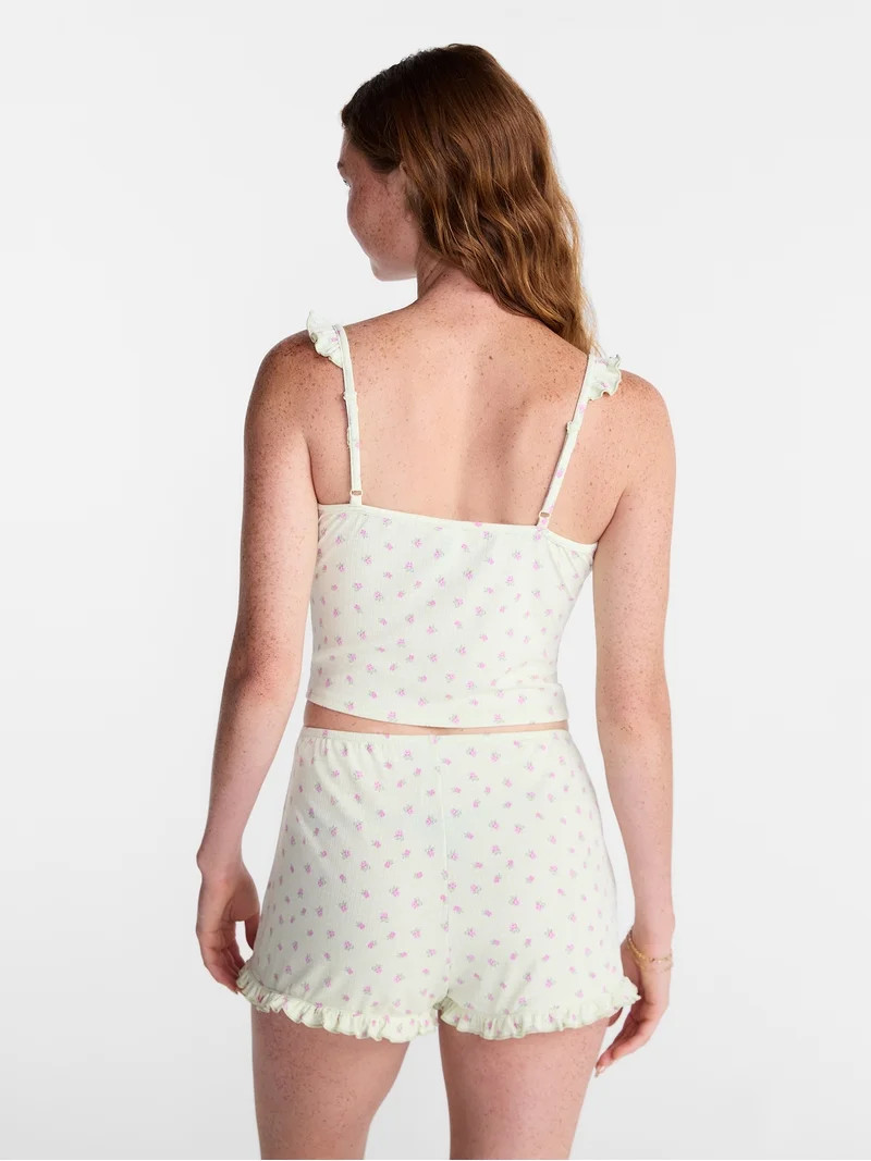 No Boundaries Ruffle Tank Top and Shorts Sleep Set, 2-Piece, Women's XS-XXL | Walmart (US)