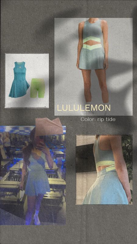 Limited edition Rip Tide Color LuluLemon tennis dress - I found the same style but a sports  bra 

Tennis outfits 🎾 

#LTKfitness #LTKActive #LTKfindsunder100