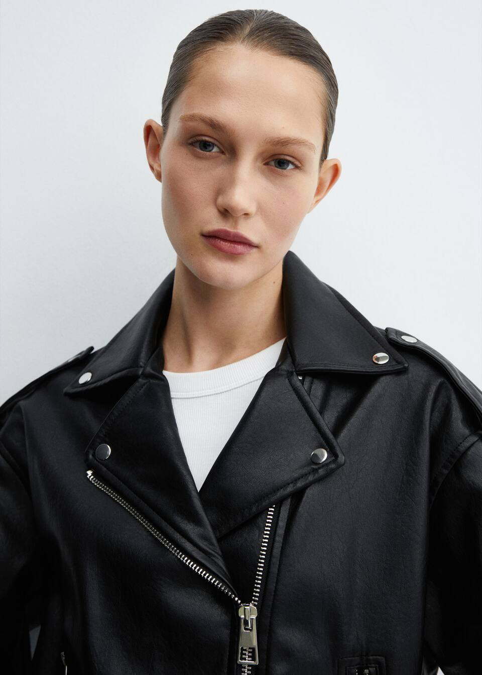 Leather-effect biker jacket | MANGO (US)