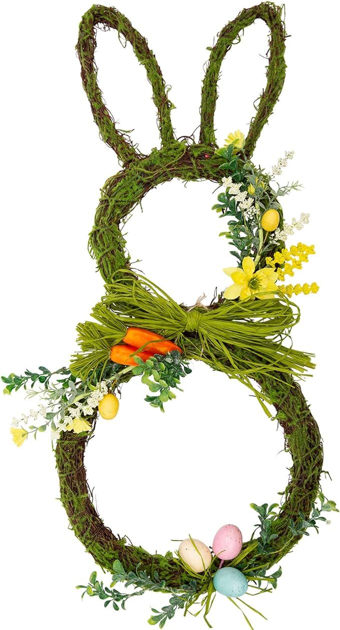 VGIA 27 Inch Easter Wreath Artificial Easter Rabbit Wreath Spring Bunny Wreath for Front Door Eas... | Amazon (US)