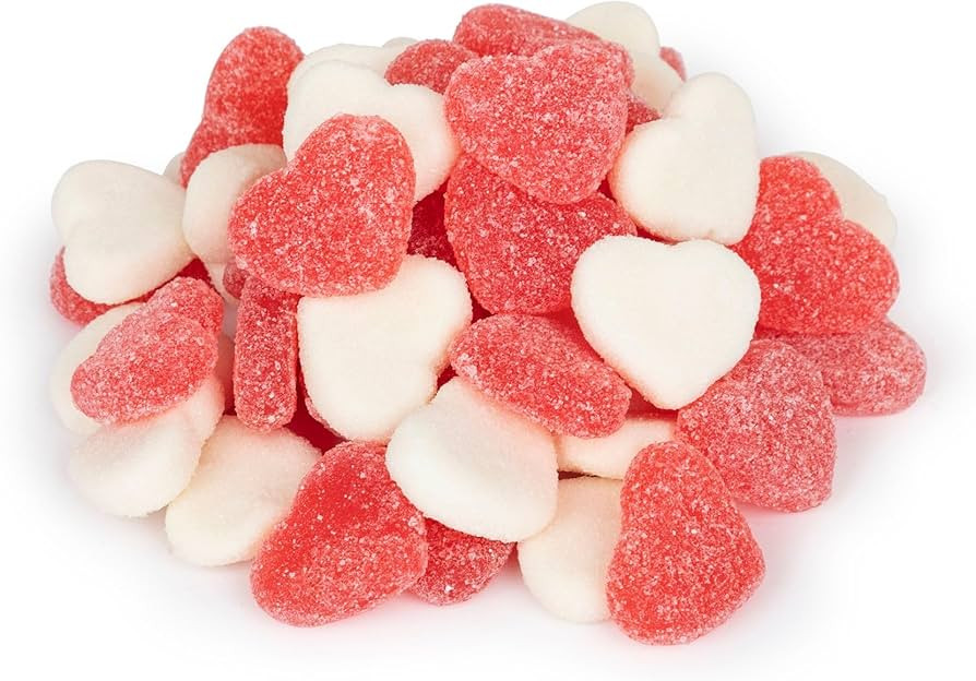 Candy Shop Red & White Sour Gummy Hearts, Sugar Sanded Candy, 1 Lb Bag | Amazon (US)