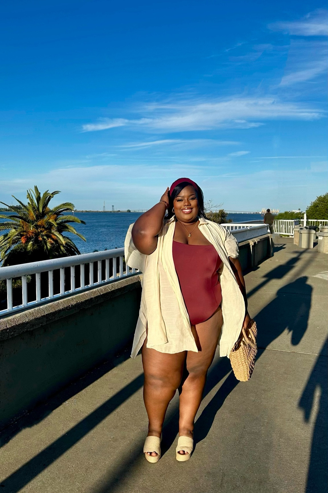 One piece is from Yitty "Shaping Swim Square Neck Cinching One Piece”

#LTKplussize #LTKswim #LTKmidsize