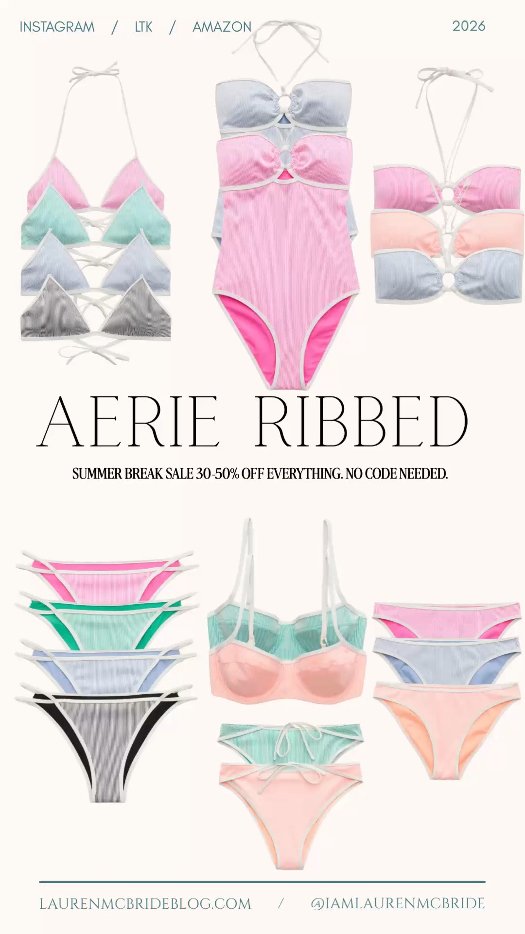 @Aerie  summer break sale — 30–50% off, no code needed 🩱

Aerie, Aerie sale, Aerie swim, summer sale, Memorial Day sale, Memorial Day weekend, swimwear, swimsuit, bikini, swim finds, sale alert, sale finds, summer style

#LTKootd #LTKSeasonal #LTKSwim