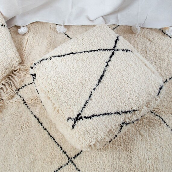 Moroccan Floor Cushion Wool Beni Ourain Pouf 60cm x 60cm Handmade | Etsy (US)