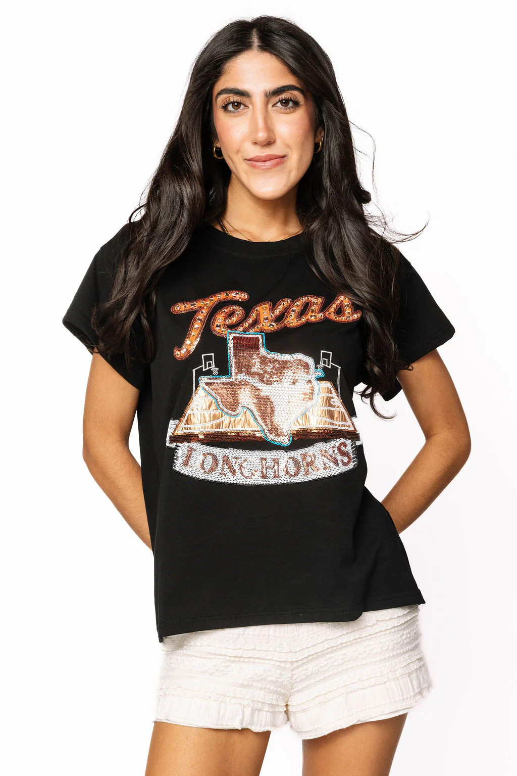 Licensed Black Texas Basketball Court Tee | Queen of Sparkles