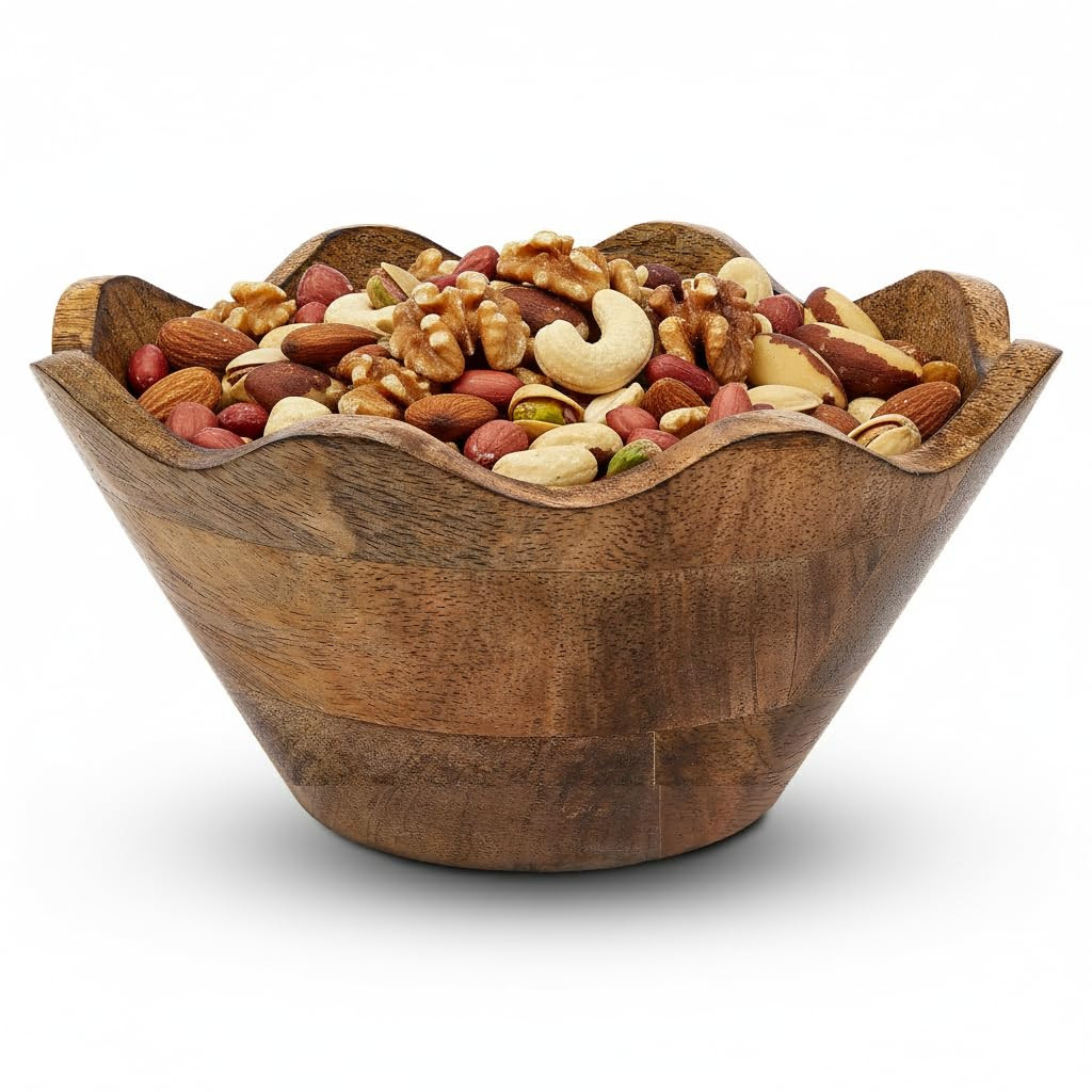 Mela Artisans Small Scalloped Decorative Wooden Bowl | 8 Inch Mango Wood Fruit & Serving Bowl | N... | Amazon (US)