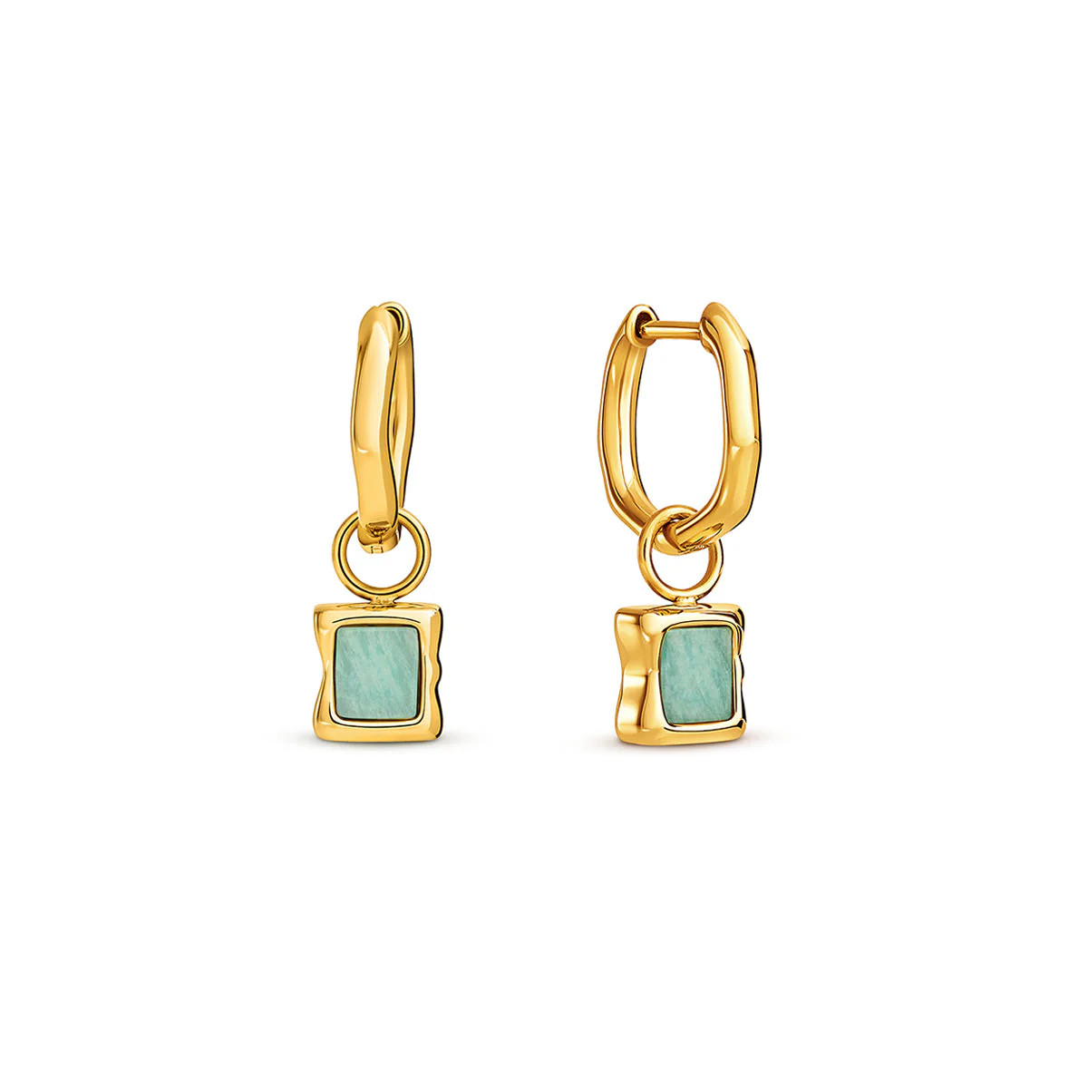 Molten Amazonite Stone Huggie Earrings (Gold) | Abbott Lyon