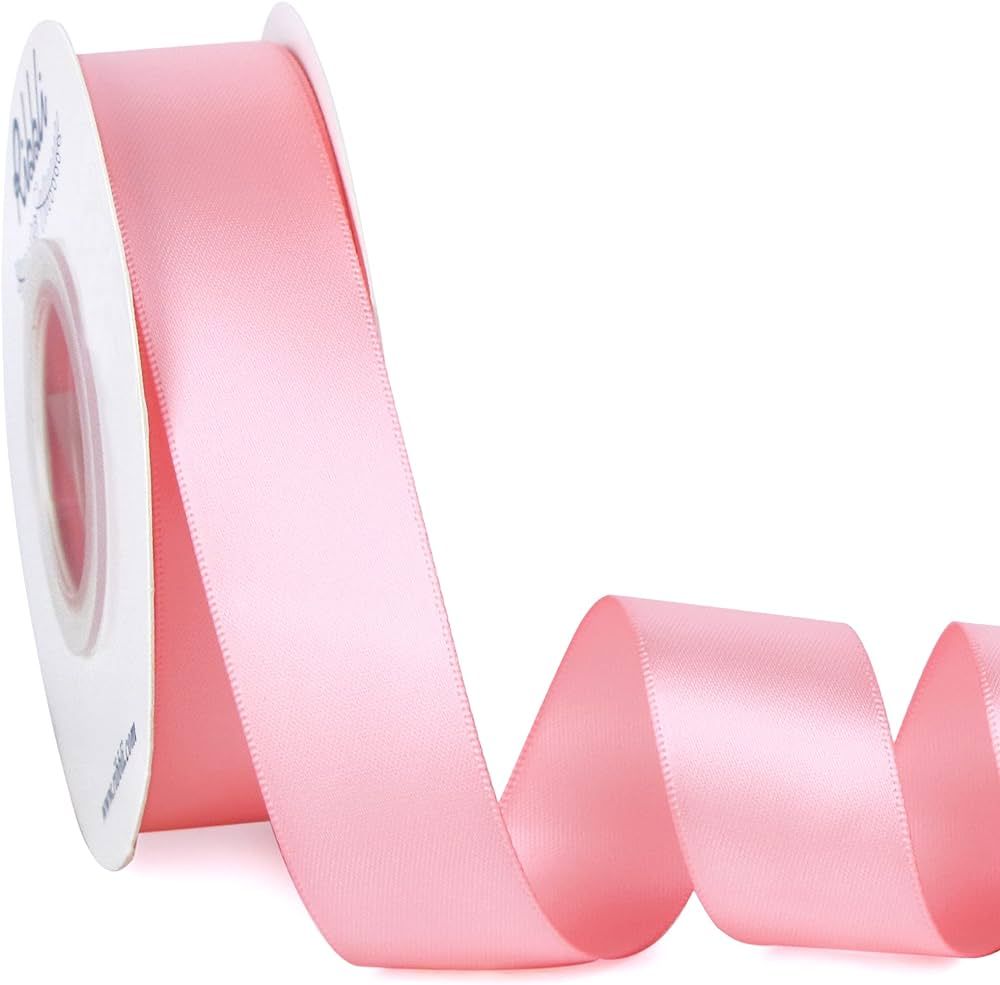 Ribbli Double Faced Pink Satin Ribbon,1” x Continuous 25 Yards,Use for Bows Bouquet,Gift Wrappi... | Amazon (US)