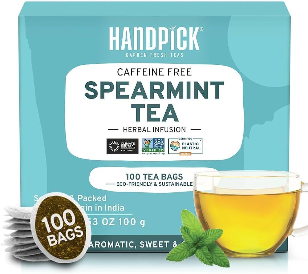 HANDPICK, Spearmint Tea Bags (100 Count) Non-GMO, 100% Pure Spearmint Leaf Tea Bags Certified by ... | Amazon (UK)