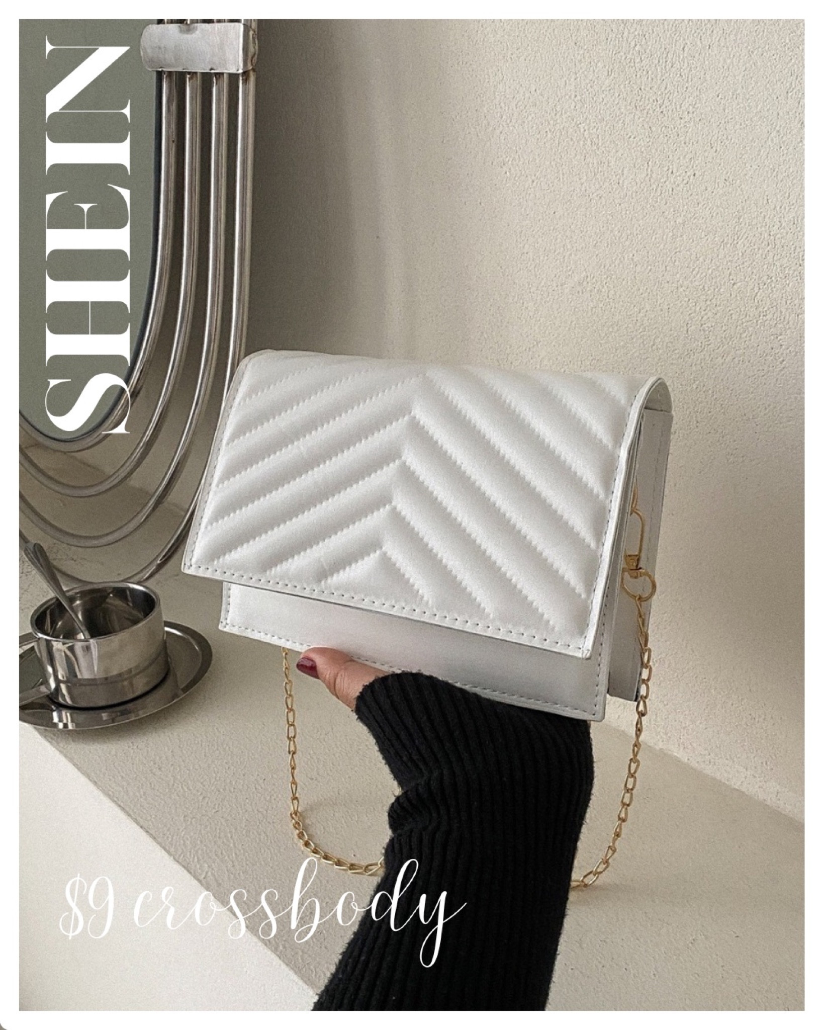 SHEIN, Bags, Mini Chevron Chain Crossbody Bag Black