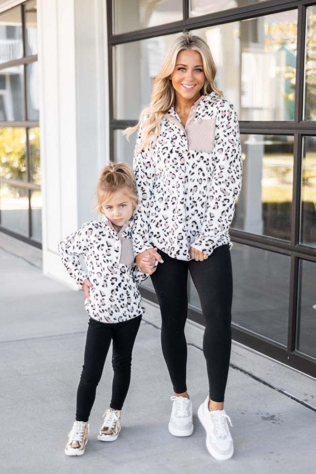 Kids All Snowed In Animal Print Ivory/Taupe Pullover DOORBUSTER | The Pink Lily Boutique