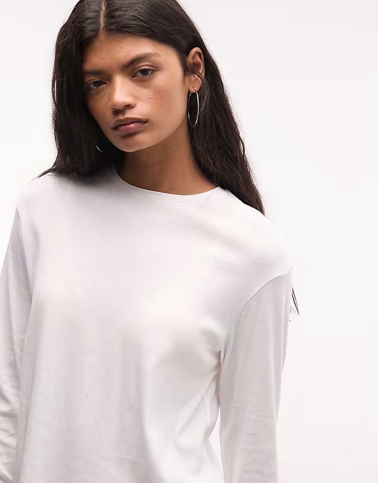 JJXX boxy long sleeve T-shirt in white | ASOS (Global)