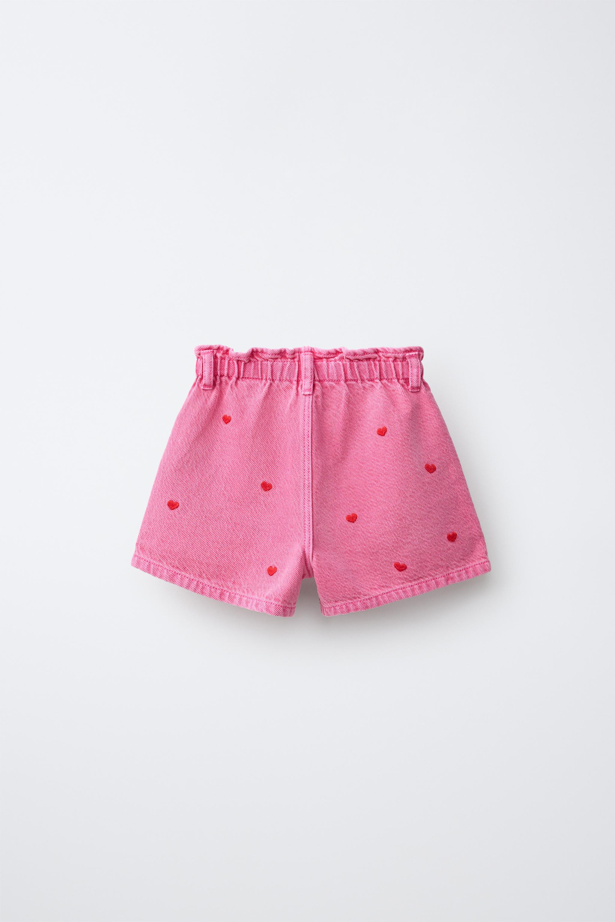 EMBROIDERED HEART DENIM PAPERBAG BERMUDA SHORTS | Zara UK